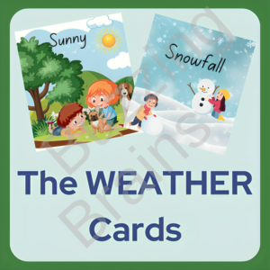 Weather Flashcard, for 2-5 years. Educational cards.