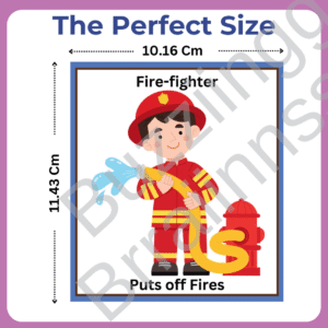 Community Helpers Flashcard, for 2-5 years. Educational cards.  For learning, knowledge and awareness of kids. Also, details and facts on the back of cards.