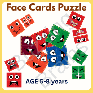 Face card Puzzle (5+ years). make the face. Learning & Educational Card game. Expressions Puzzles -  Emotion Change (Multi Color).