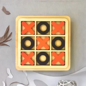 Square Wooden Tic Tac Toe Game